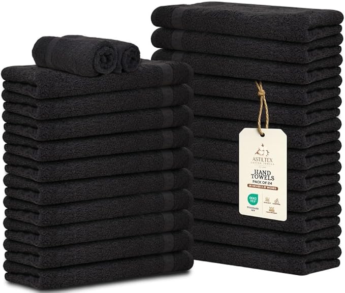 Premium 100% Cotton Hand Towels – Pack of 24, 16x27 Inch – Quick-Dry, Highly by ASTILTEXCottonTowels