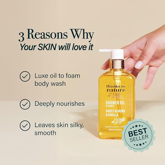 Shower Oil for Women with Sweet Almond and Vanilla, Luxe Oil Body Wash That - Image 2