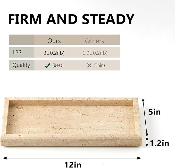 Real Natural Small Marble Tray for Bathroom, Kitchen and Desktop, Rectangle - Image 2
