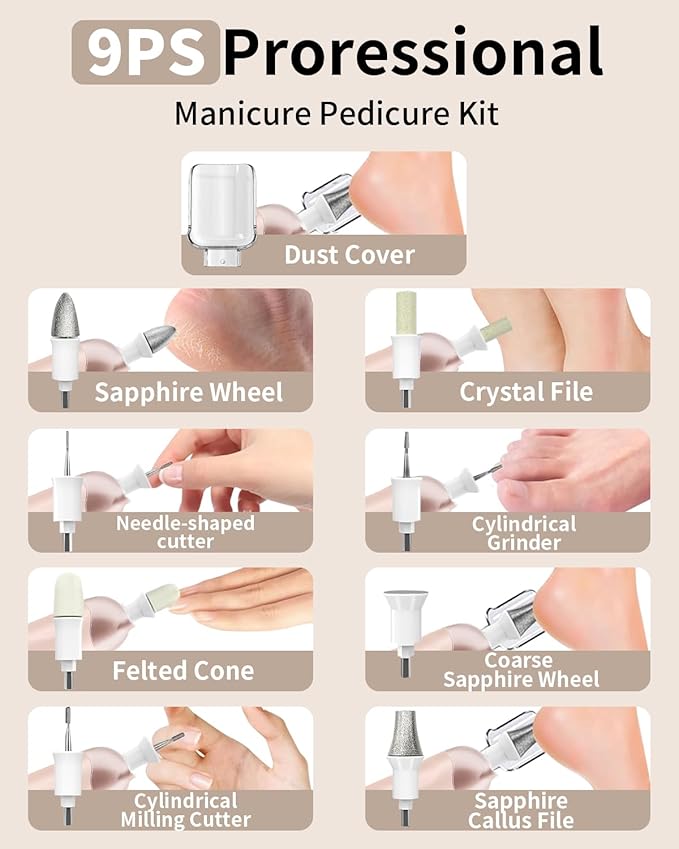 Manicure Pedicure Kit, Professional Nail Grinder - Image 6