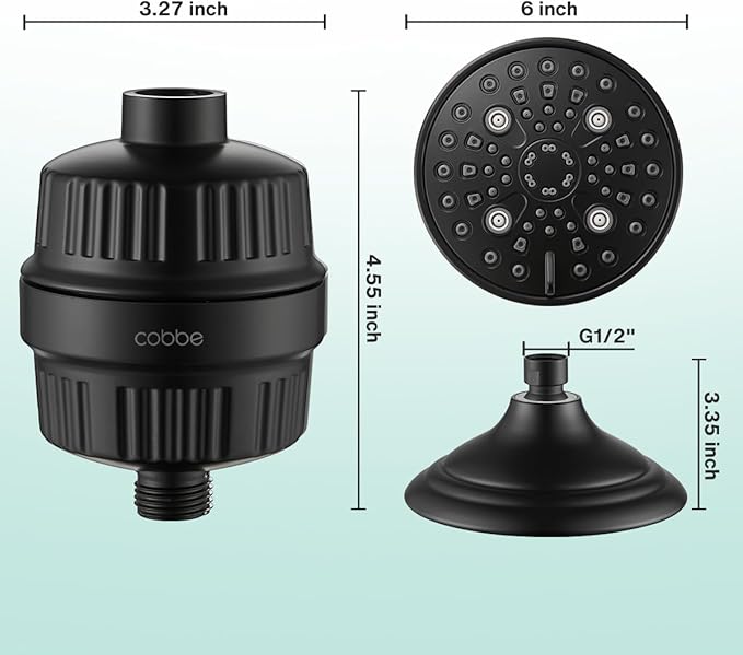Cobbe 6-Setting High Pressure Filtered Shower Head Combo, Detachable Rain - Image 8