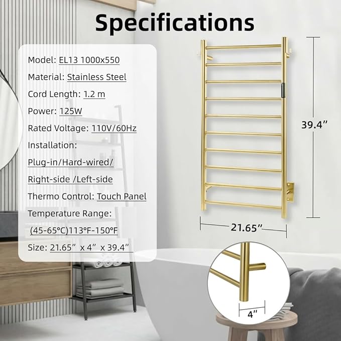 P&Dlusir Towel Warmer, Heated Towel Rack - Image 7