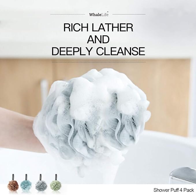 Loofah Sponge Bath Sponge for Women Men 4 Pack - Image 2
