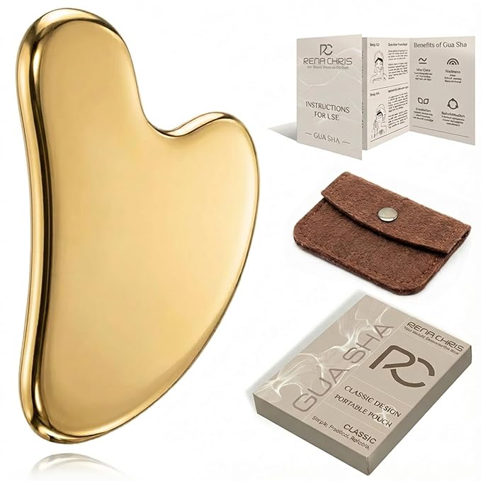 Rena Chris Gua Sha Facial Tools, Stainless Steel Guasha Tool by RenaChris