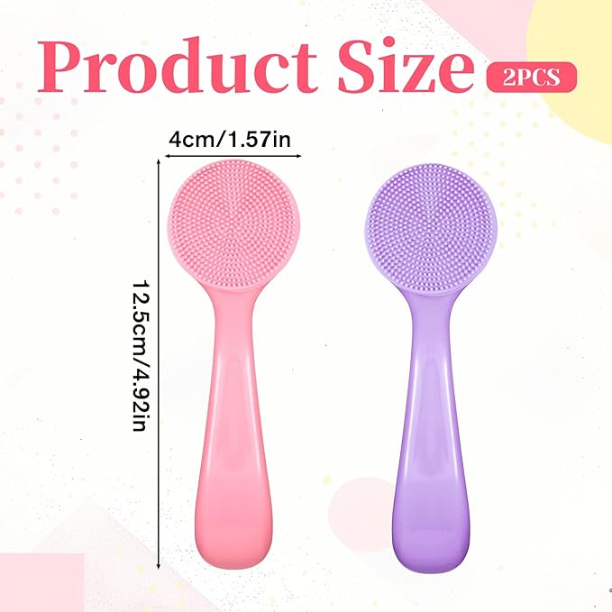 2 Pcs Face Scrubber Silicone Manual Facial Cleansing Brush Soft Facial Brushes - Image 2