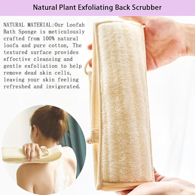 Natural Loofah Back Scrubber for Shower, Back exfoliator for Shower, luffa - Image 5