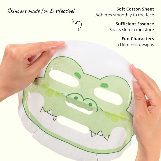 Epielle Character Face Mask Wild Kingdom 6 Pack, Fun & Effective Korean Skin - Image 4