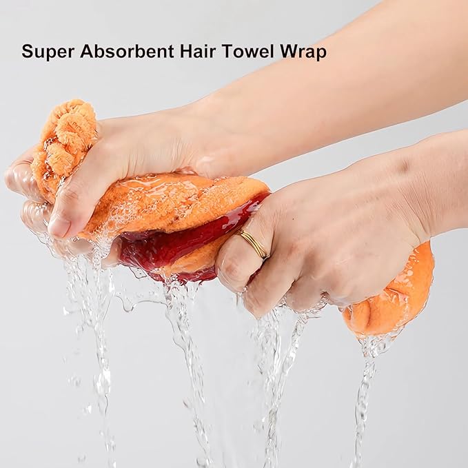 2Pcs Microfiber Hair Drying Cap, Ultra Absorbent Hair Towel Wrap Turban - Image 4