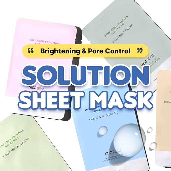 NEXTBEAU [PACK OF 20 Solution Sheet Mask Pack 5types x 4pc Aloe, Niacinamide - Image 2