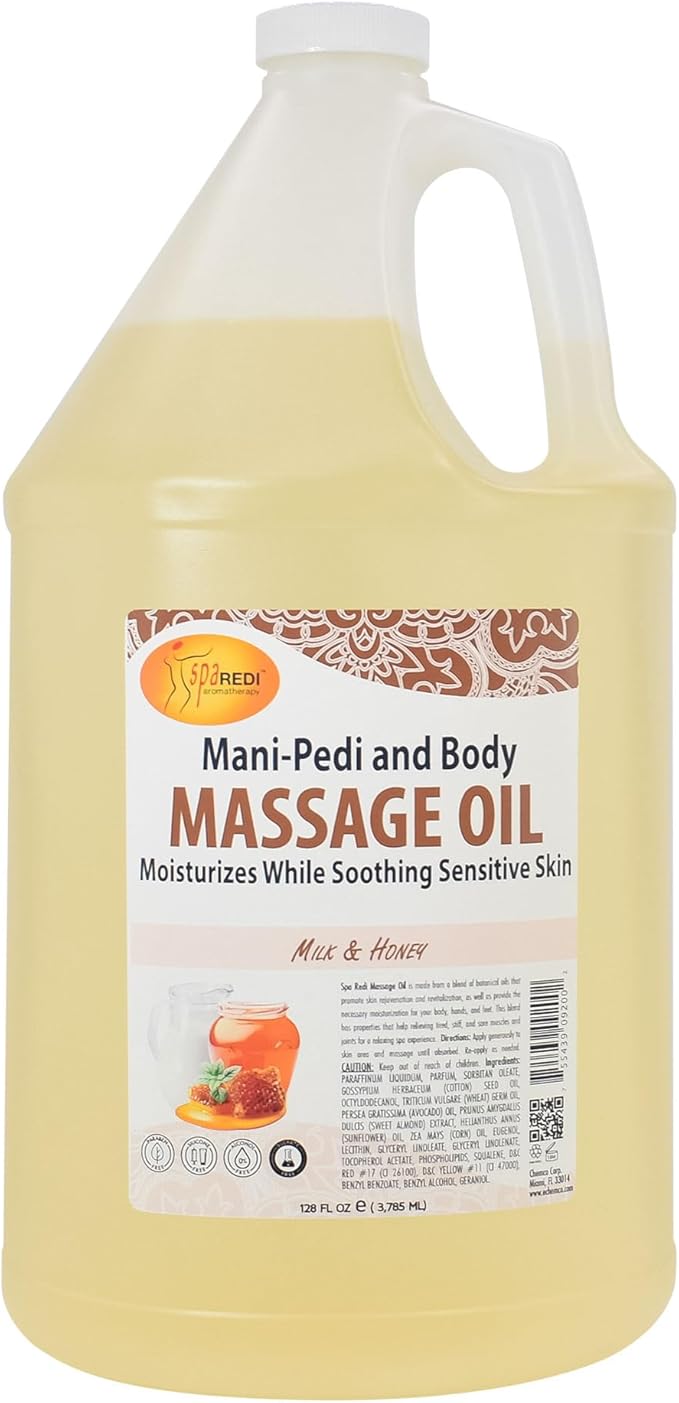 SPA REDI - Massage Oil, Milk and Honey, 128 Oz - Professional Pedicure by SPAREDI