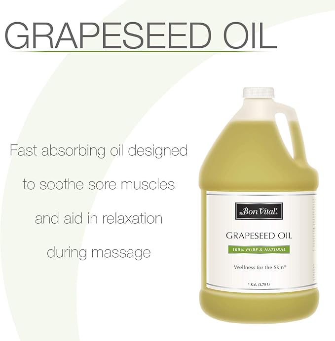 Bon Vital' Grapeseed Oil, 100% Pure Skin Toner and Massage Oil, - Image 3