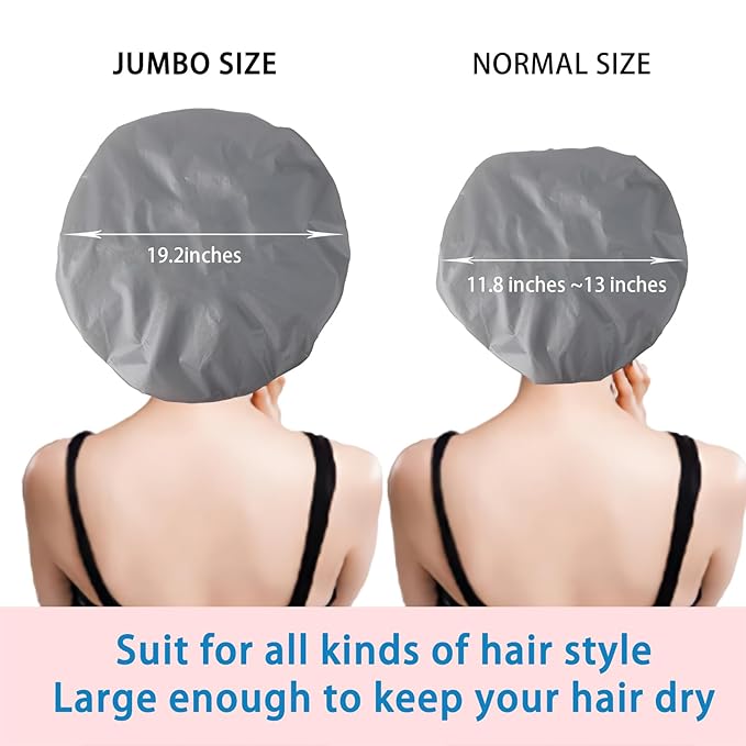 Jumbo Size Shower Cap 2 PCS Waterproof Shower Caps - Image 5