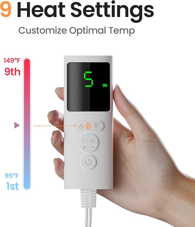 Heating Pad for Back, Shoulders & Period Cramps, 9 Heat Settings, Auto Shut-Off - Image 3
