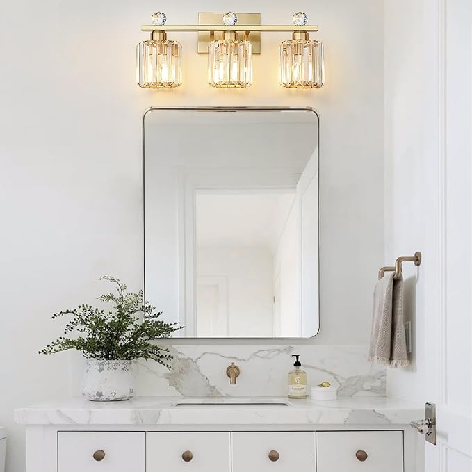 3-Light Gold Bathroom Light Fixtures, Modern Bathroom Vanity Lights Fixture - Image 7