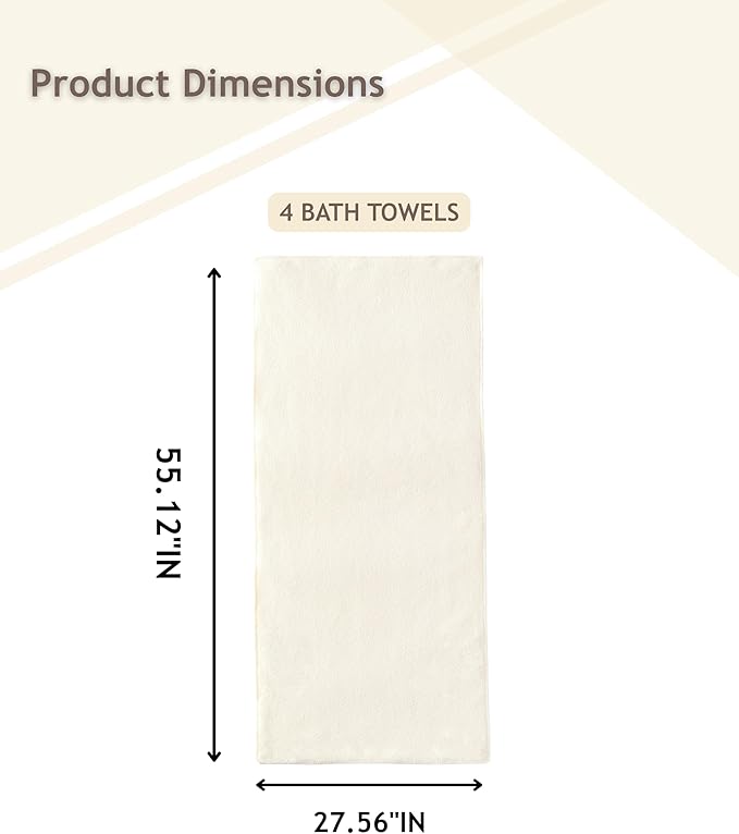 sakano 4-Piece Bath Towel Set, Quick-Dry Absorbent Lint Free & Launder Soft - Image 2