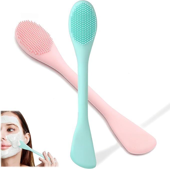 2 PCS Facial Cleansing Brush, 2 in 1 Silicone Face Mask Brush by Qivorimith