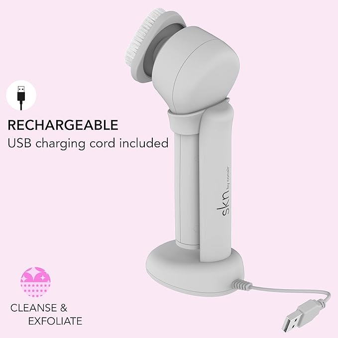 skn by conair Daily Glow Facial Cleansing Brush, All-in-One Facial Brush - Image 5