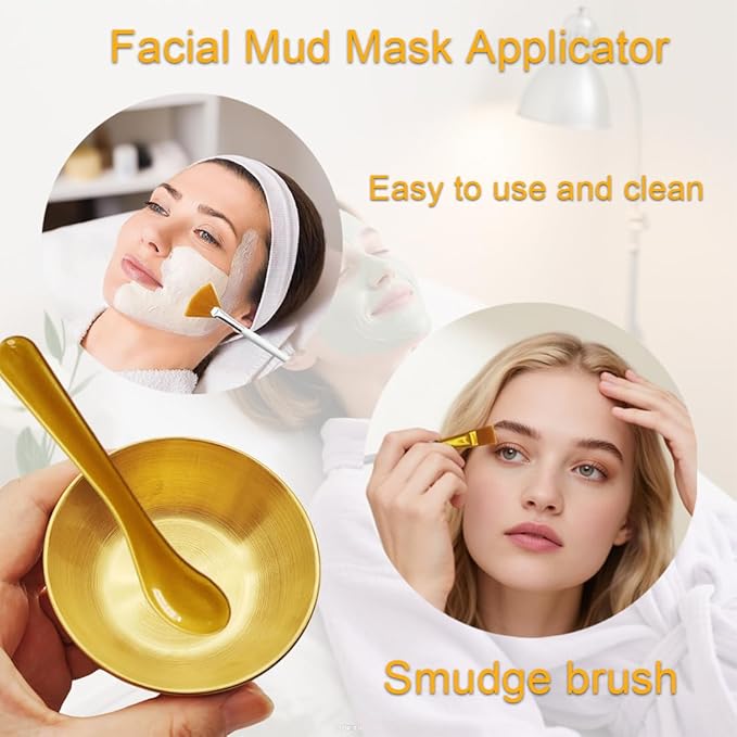 12 Pcs Gold Facial Bowl and Brush Set - Image 2