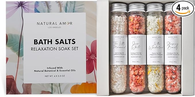 Natural Bath Salt Gift Set – 4-Pack Relaxing Soaks by NATURALAMORLOSANGELES