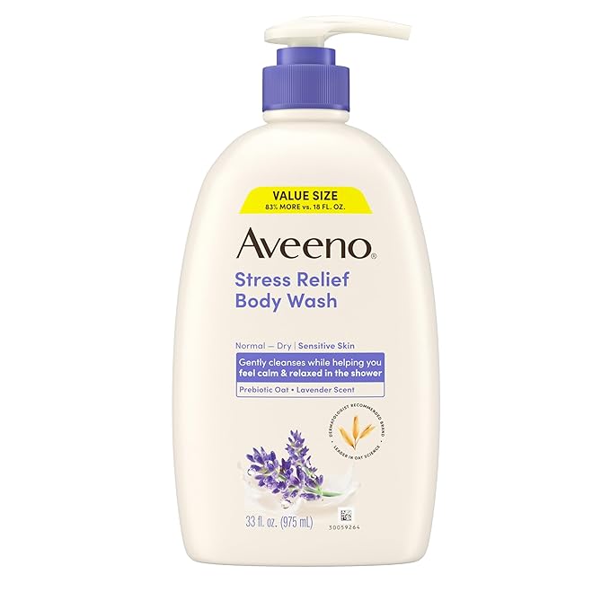 Aveeno Stress Relief Body Wash for Women, Calming Lavender Scent & Prebiotic Oat by Aveeno