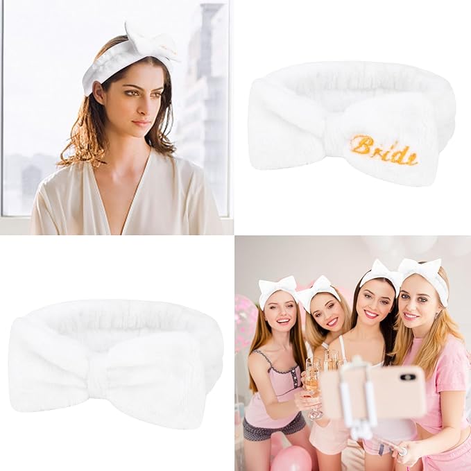 CIEHER 8 Pcs White Spa Headbands Bachelorette Party Favors - Image 6