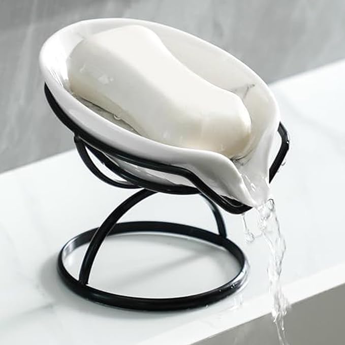 Dobbyby Leaf-Shaped Soap Dish – Premium Ceramic Soap Bar Holder by Dobbyby