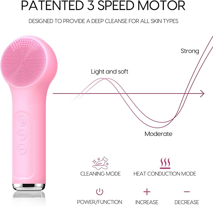 Silicone Facial Cleansing Brush, Portable Electric Face Scrubber - Image 7