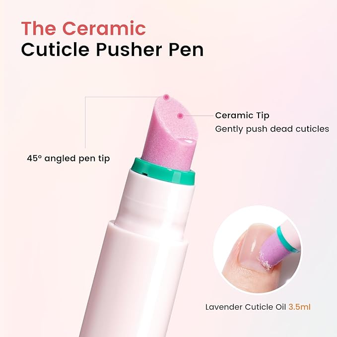 Ceramic Cuticle Oil Pusher Pen -3 in 1 Cuticle Remover Pen - Image 4