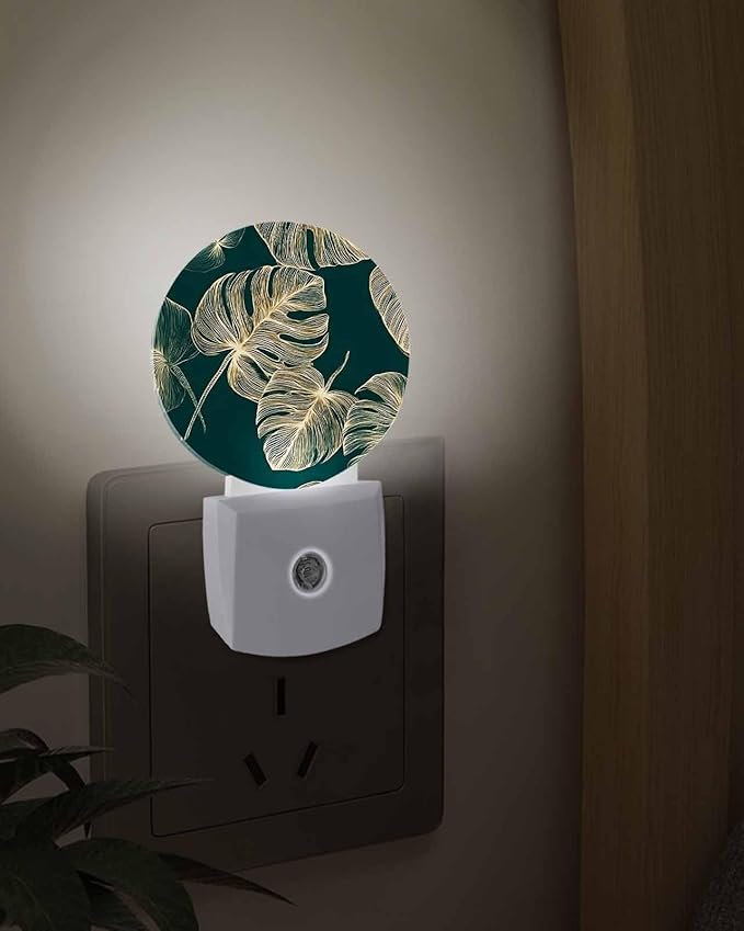 Night Lights Auto Sensor Golden Palm Leaves Night Light Summer Tropical - Image 3