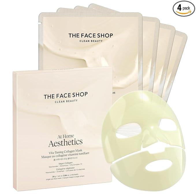 THE FACE SHOP Vita-Toning Vegan Collagen Face Mask, Korean Glass Skin Essential by THEFACESHOP