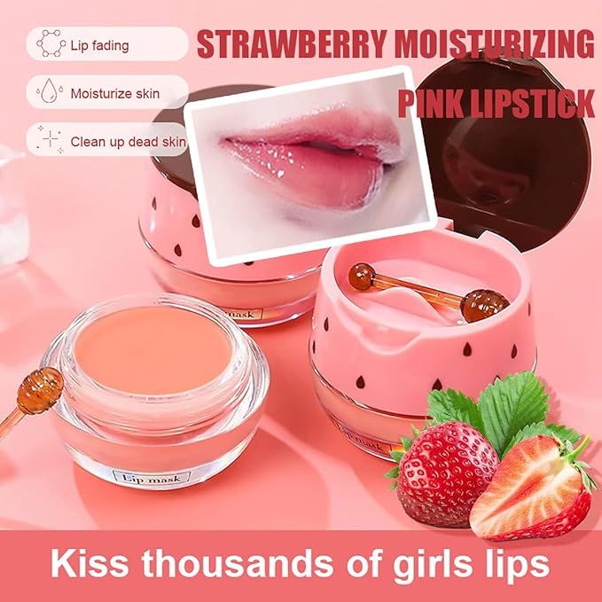 2PCS Strawberry Lip Balm, Vitamin E Lip Masks & Moisturizing Propolis Sleeping - Image 6