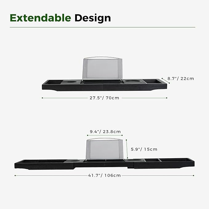 Utoplike Bamboo Bathtub Tray Caddy, Adjustable Bathroom Organizer - Image 5