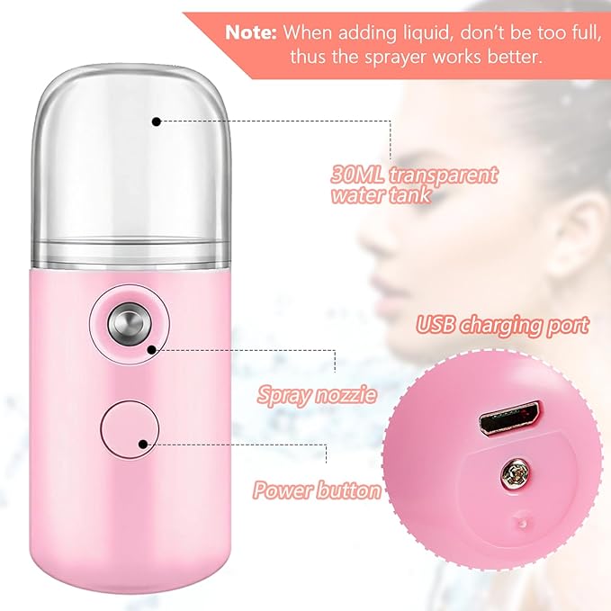 Mudder 4 Pcs Nano Facial Mister Handy Nano Mist Sprayer 30ml Visual Water Tank - Image 6