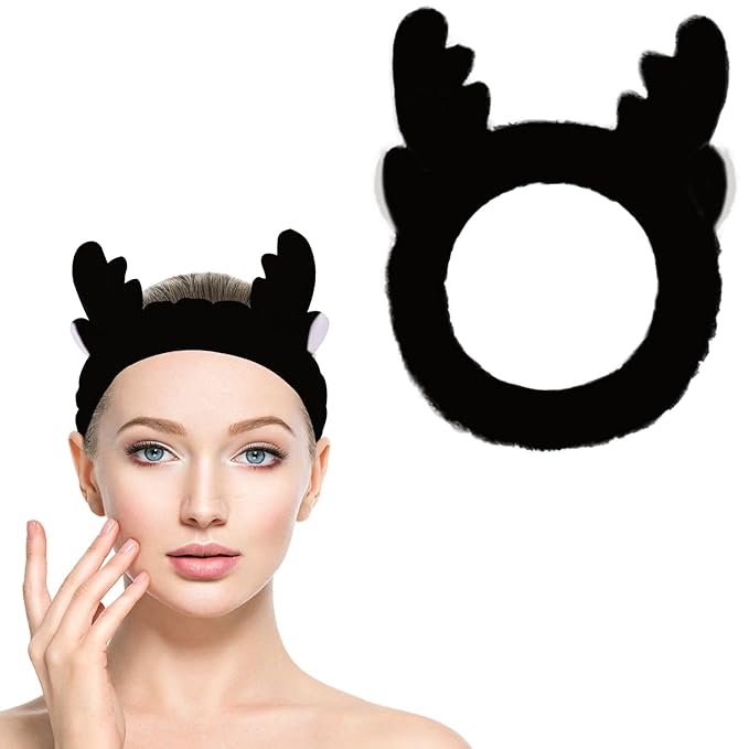 Jowmoy Cute antlers Headband Frog Eye Elastic to Wash Face - Image 8