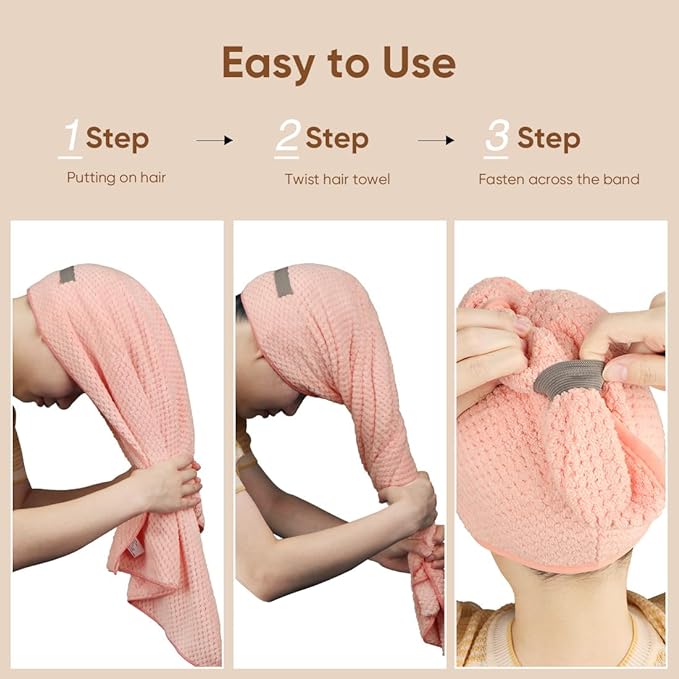 HOMEXCEL 5 Pack Microfiber Hair Towels - Image 6