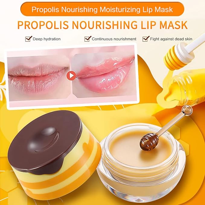 4PCS Strawberry & Bee Lip Balm Honey Pot, Vitamin E & Moisturizing Propolis - Image 6