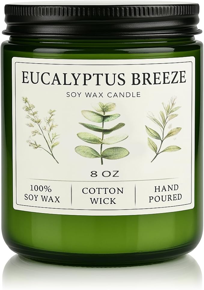 Eucalyptus & Mint Candles for Home Scented, 40 Hours Burn Soy Candle Gift for by GOPAS
