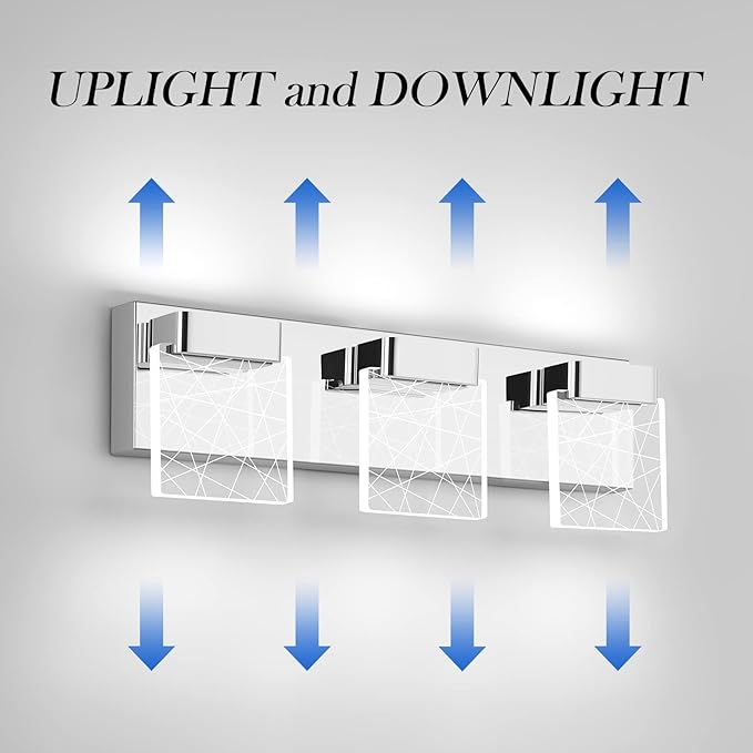 Aipsun Modern Bathroom Vanity Light 3 Light Stainless Steel Chrome Vanity - Image 2