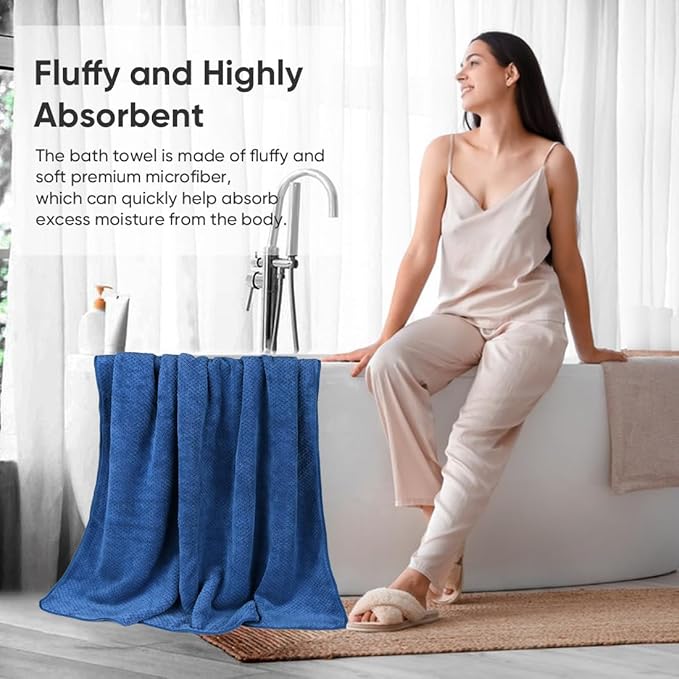 HOMEXCEL Bath Towels Pack of 2, Microfiber Ultra Soft Highly Absorbent Bath - Image 4