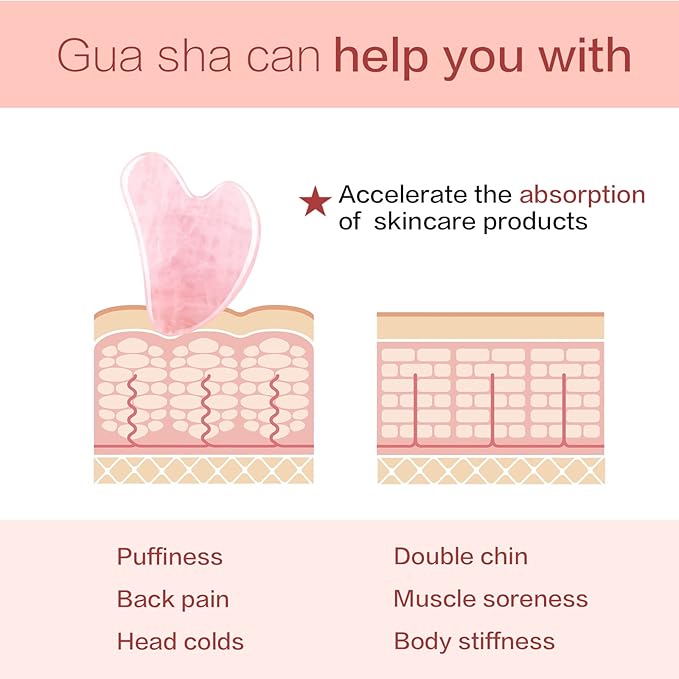 Gua Sha Facial Tools, Rose Quartz Guasha Tool - Image 5