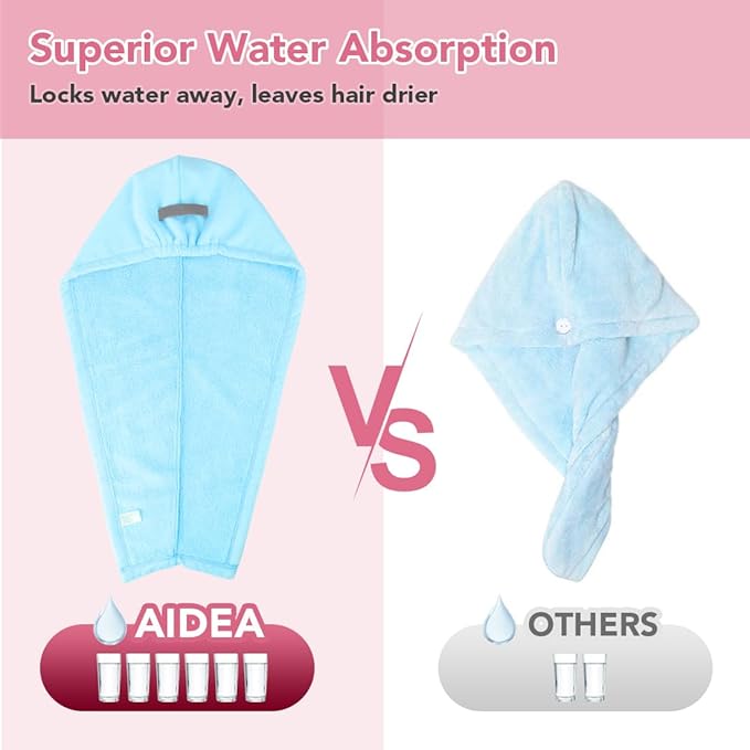 AIDEA Microfiber Hair Towel, Open Wide-End Hair Towels, Super Absorbent Hair - Image 5