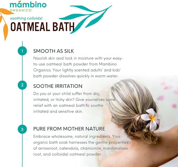 Mambino Organics Calming Skin Set, Oatmeal Bath Soak Powder & Soothing Body Oil - Image 3