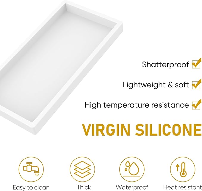 EG-SIPRO Silicone Bathroom Tray, Thickened Shatterproof Rectangle Vanity Tray - Image 4