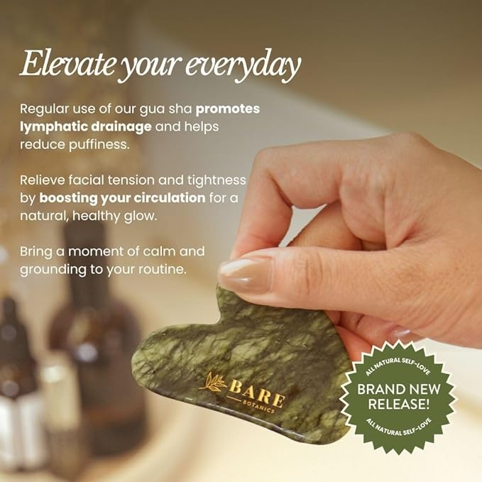BARE BOTANICS Jade Gua Sha Facial Tool | Authentic Jade Stone - Image 3