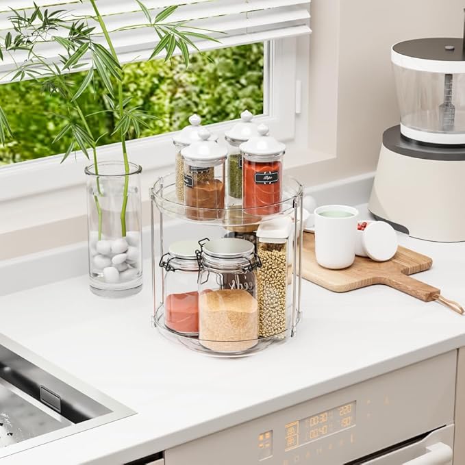 Yieach Clear 360 Rotating Bathroom Counter Organizer, 2 Tier Spinning Perfume - Image 8