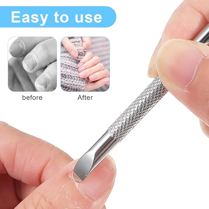 2PCS Pre Treatment Cuticle Pusher Dual Ended Cuticle Remover Stainless Steel - Image 4