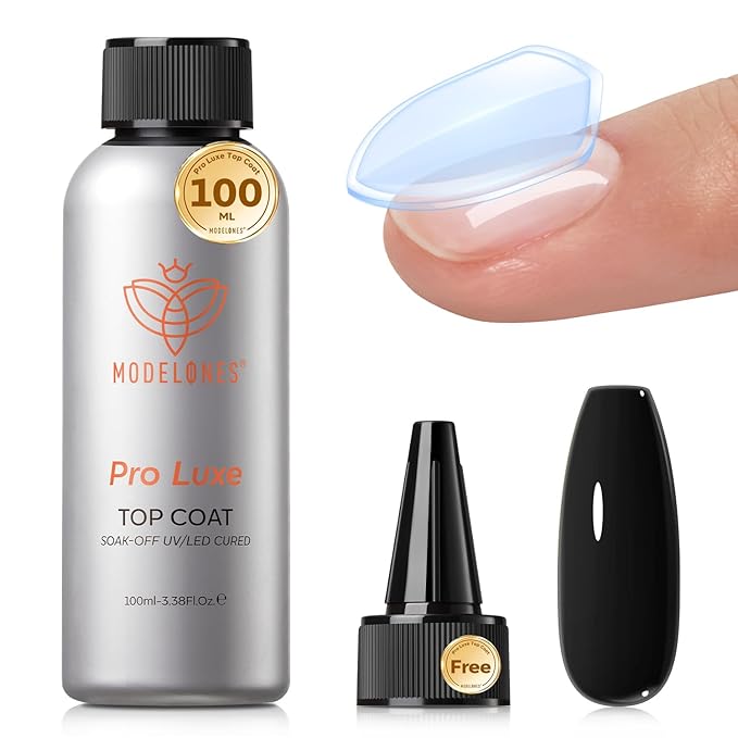 modelones Gel Top Coat, 100ml No Wipe Extra Glossy Gel Nail Polish Long-Lasting by MODELONES