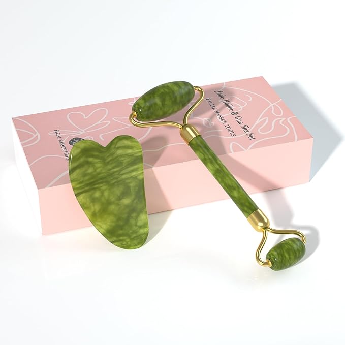 Jade Roller Gua Sha Set by YLTNEUQER