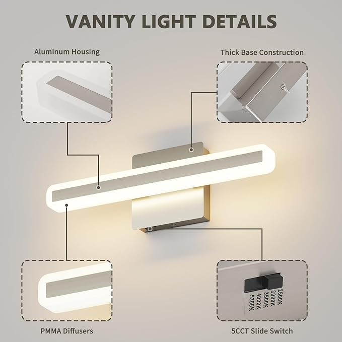 JUSHENG Brushed Nickel Vanity Lights - Image 5