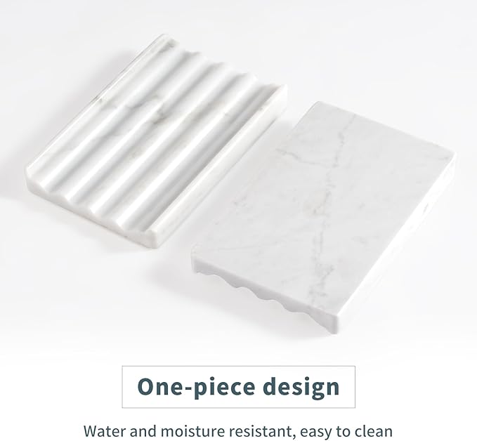 2 Pcs Soap Holder for Bathroom, Marble Soap Dish for Kitchen Countertop - Image 2
